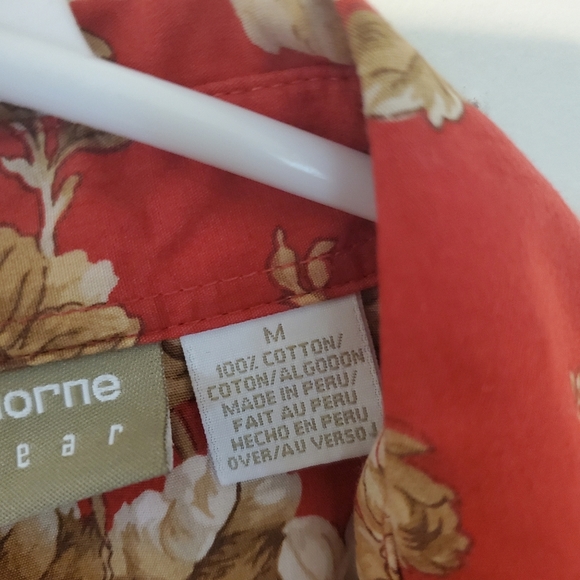 Liz Claiborne Floral Flower Button Down Shirt Sz Med - Picture 3 of 5